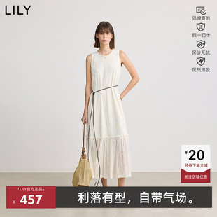 LILY丽丽春新款女装无袖背心A字白色连衣裙小白裙女125130C7573