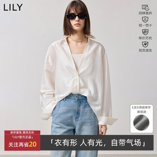 女125160C8503 醋酸混纺V领宽松休闲米白色套头衫 LILY 丽丽春款