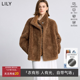 LILY丽丽冬新款 含羊毛正反两面穿复古翻领立领外套女125409C3912