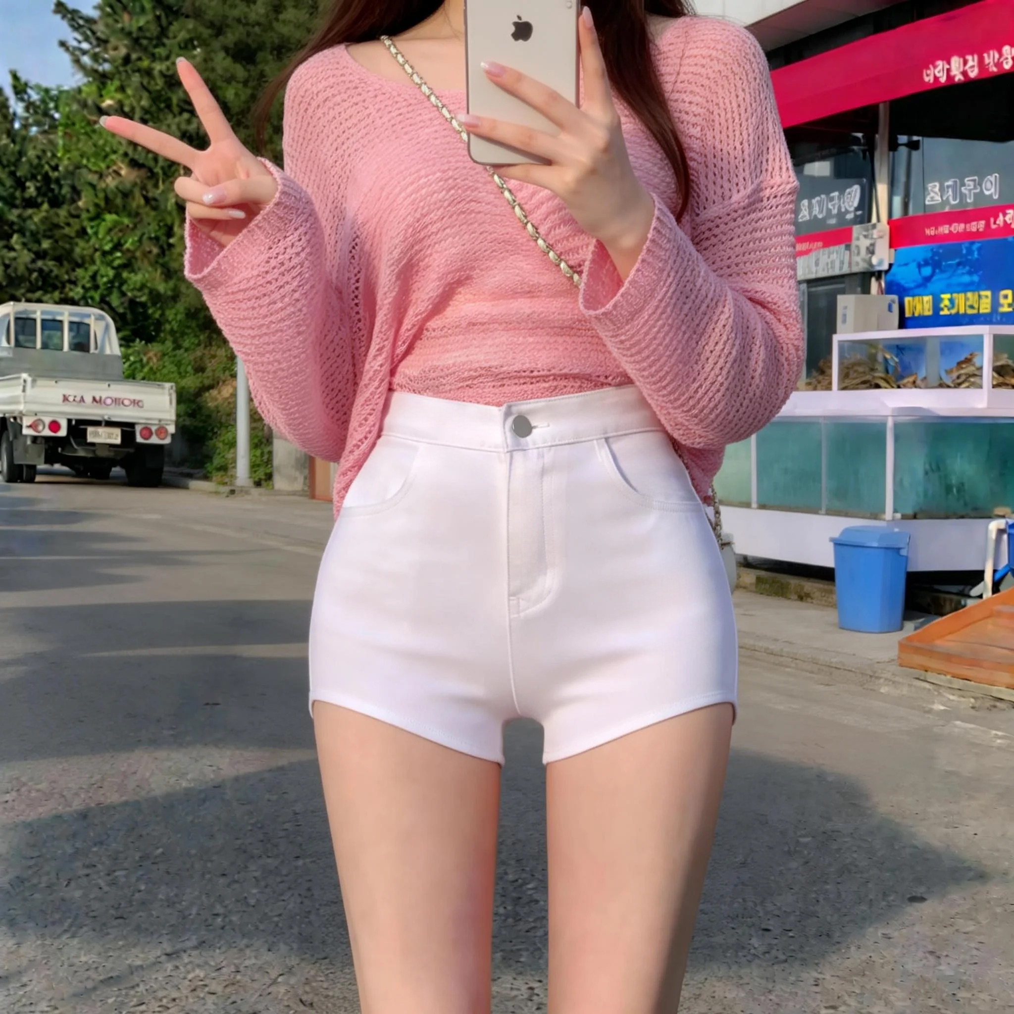 黑色高腰设计感短裤女2025夏季新款韩版紧身包臀裤女团休闲裤热裤