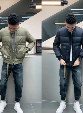 9806新款秋冬季休闲百搭工装羽绒服男士宽松棒球服立领外套男装潮