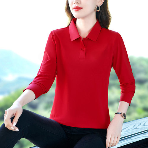 时尚百搭休闲常规款长袖韩版poloT恤衫女士POLO气质春季大码百搭