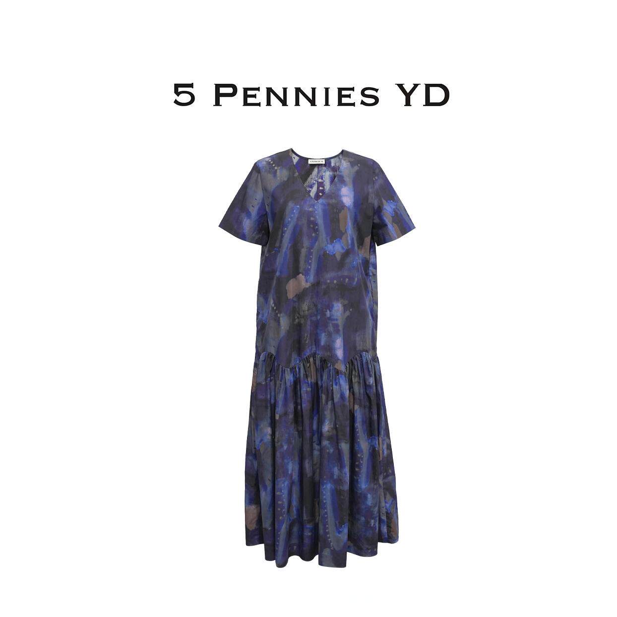 5penniesYD夏季V领晕染连衣裙