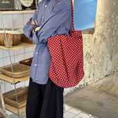 ［OKOK2］复古波点帆布包 韩系简约百搭外出布袋托特包