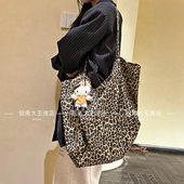 ［银角大王］原创自制oversize慵懒豹纹大单肩ins松弛百搭帆布包