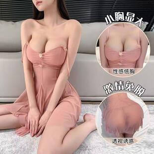 陶美人兔子洞:性感女睡衣蕾丝纯欲风新款 网纱透明吊带睡裙高 夏季