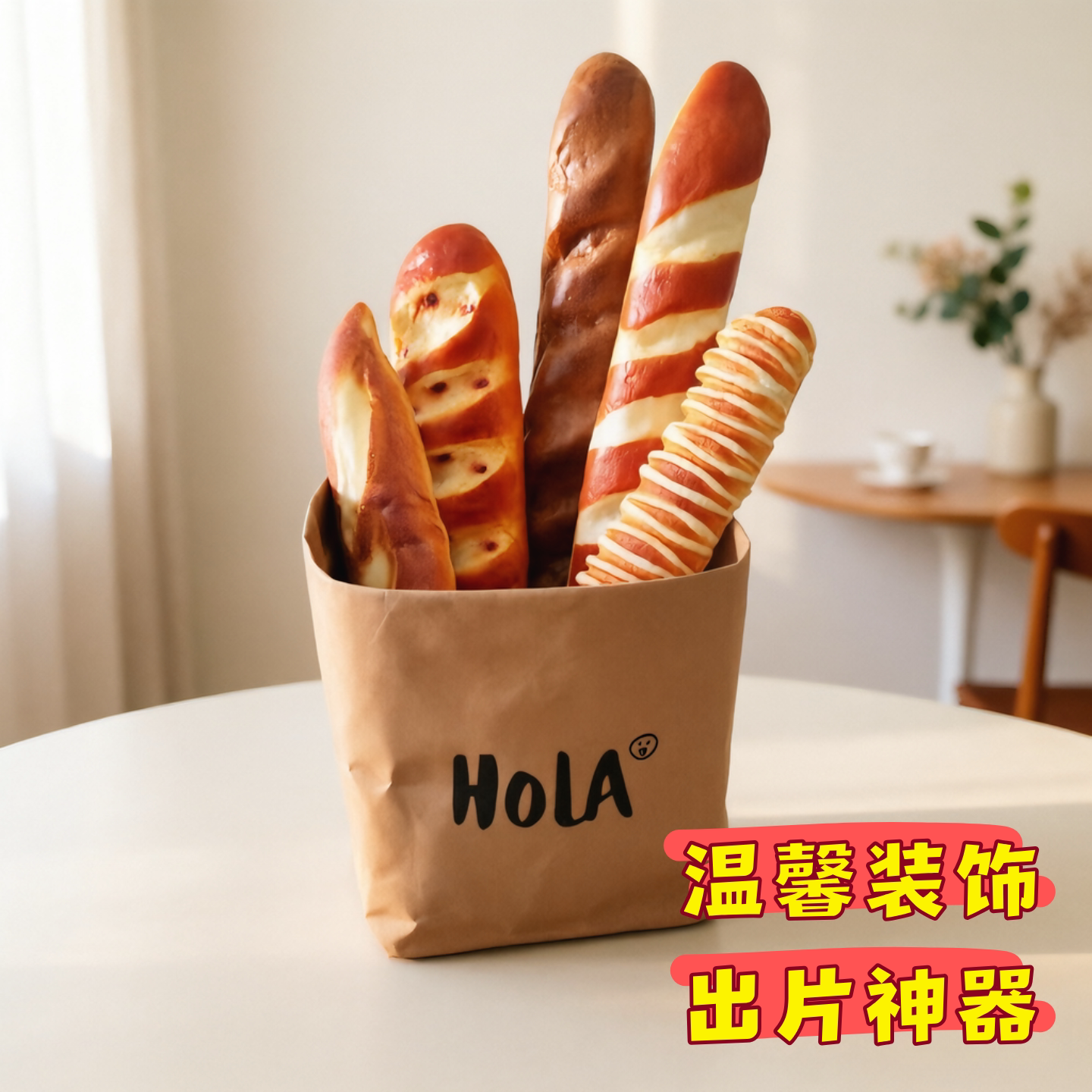 仿真面包模型法棍组合牛皮纸袋样板间装饰摆设解压假面包拍照道具