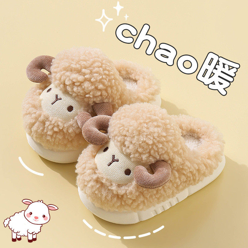 儿童秋冬季棉拖鞋男女童可爱加绒保暖防滑中小童包跟家居软底