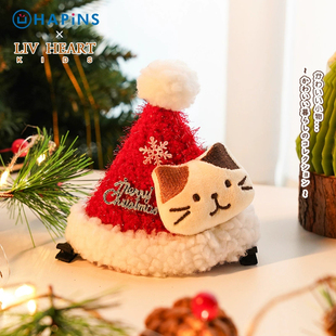 Livheart kids 红色圣诞节女童发箍帽子2025新款可爱发夹儿童发饰