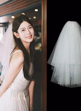 白色轻奢超仙新娘领证求婚头纱