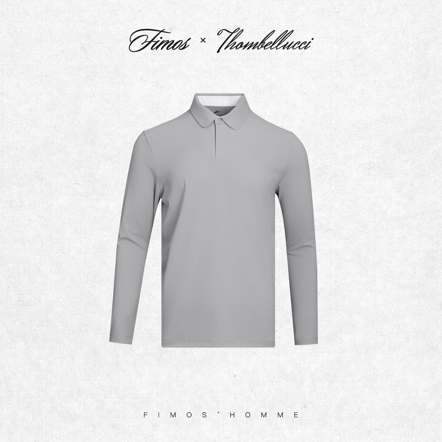 男士圆弧领撞色长袖翻领修身polp