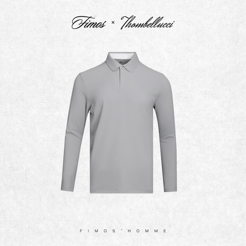 男士圆弧领撞色长袖翻领修身polp