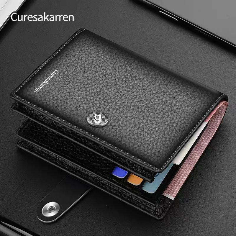 男款多功能大容量磁扣短款钱包时尚简约证件卡包商务多卡位送爸爸