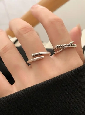 岚芷925银戒指女个性简约百搭