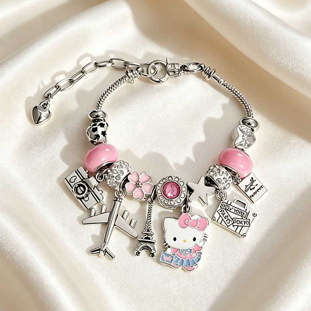 HelloKitty粉色樱花飞机铁塔DIY