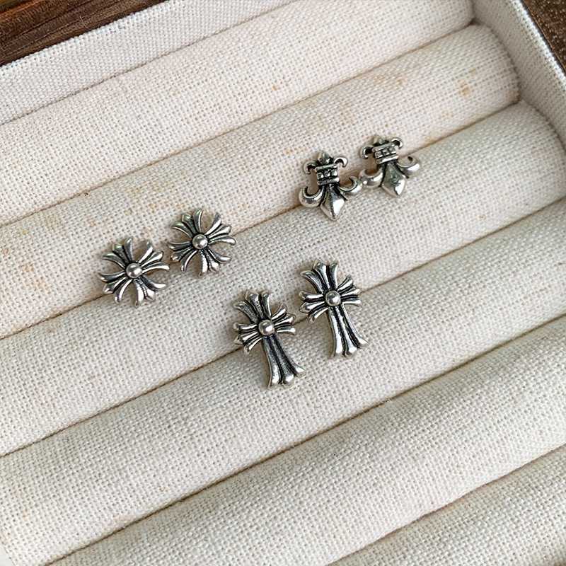 岚芷十字架无钻泰银小耳钉｜小众