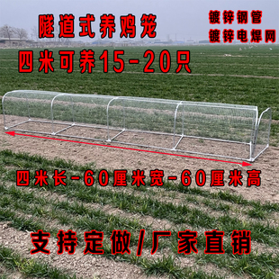 溜达鸡笼子兔笼跑道养鸡农场走地鸡笼户外庭院农家用散养隧道笼子