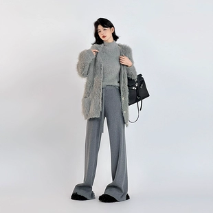 灰色慵懒风毛毛外套女冬季 吴童自制 级致浪漫 宽松休闲百搭上衣