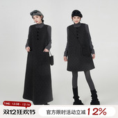 吴童童加绒加厚黑色波点背带裙女秋冬新款 韩系气质宽松长款 连衣裙