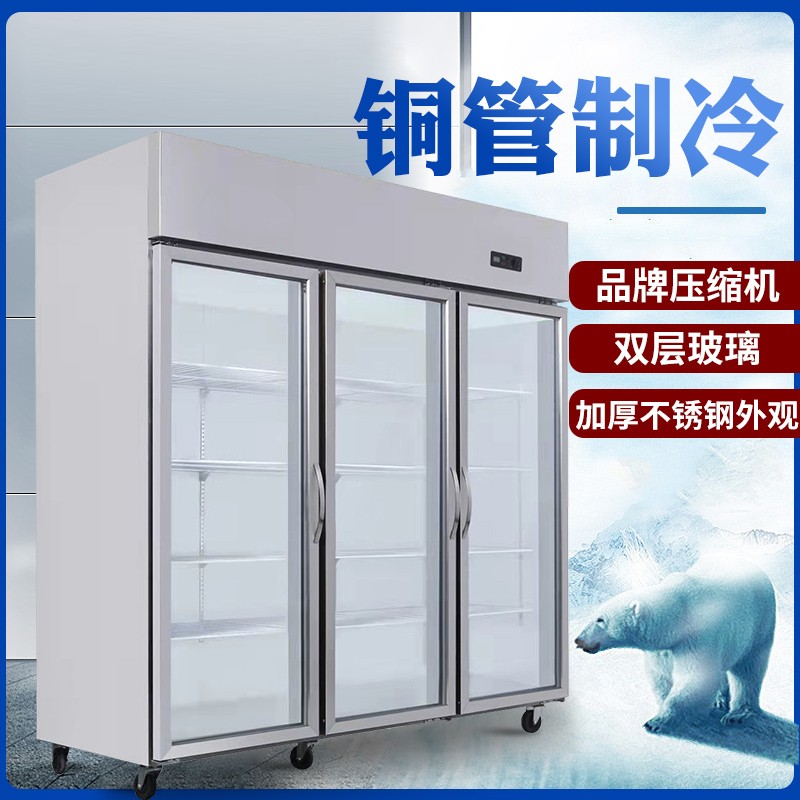 海霜三门展示柜立式保鲜麻辣烫冷冻商用冷柜蔬菜串串冷藏点菜柜