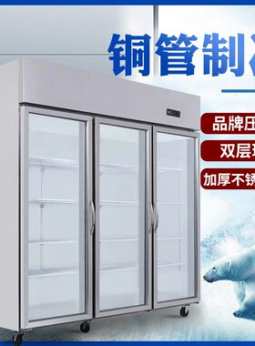 海霜三门展示柜立式保鲜麻辣烫冷冻商用冷柜蔬菜串串冷藏点菜柜