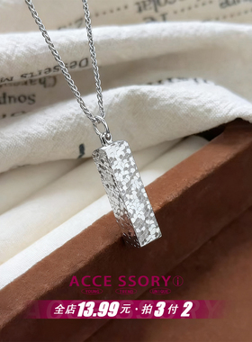 爆闪碎冰冰四方来财金条项链2026新款轻奢风精致锁骨链送女友礼物