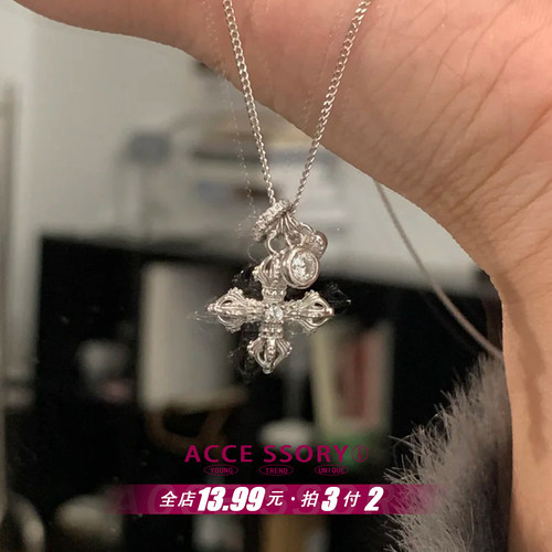 十字架金刚杵项链送女友礼物