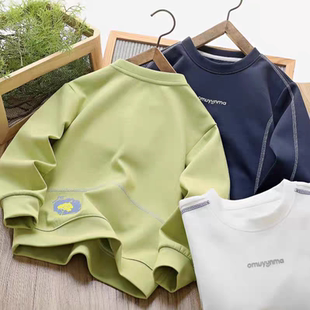 韩版 儿童运动休闲圆领上衣中大童打底衫 2026新款 男童棉卫衣春秋季