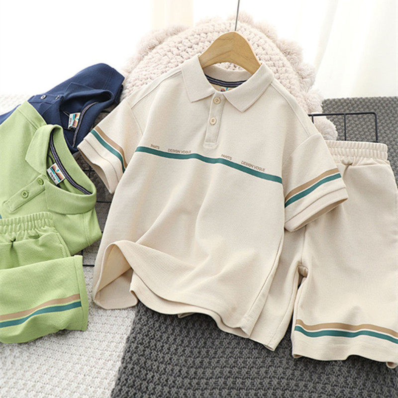 男童短袖套装夏季2025新款儿童休闲五分裤短裤中大童运动两件套潮