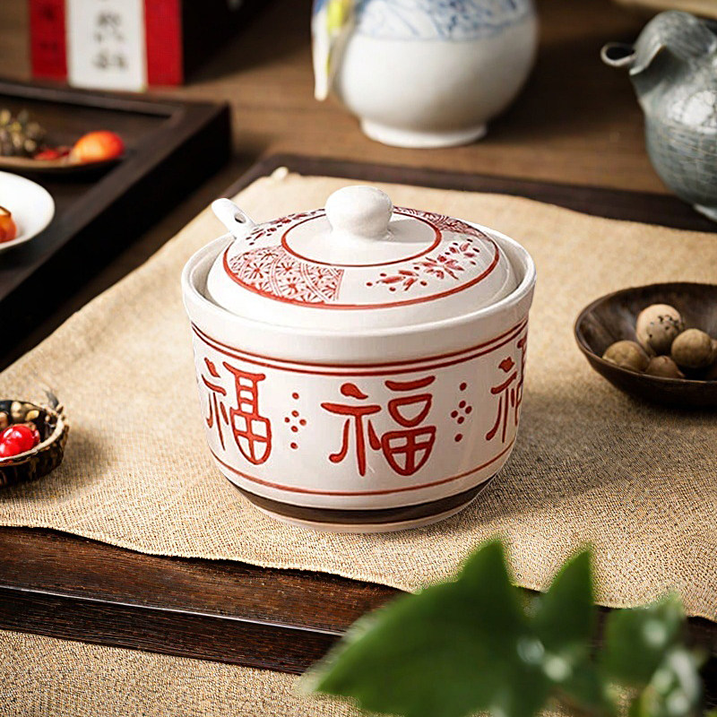 家用厨房装陶瓷辣椒油调味罐罐子油泼辣子调料罐专用盐罐碗罐中式