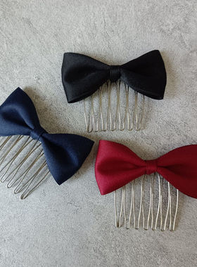 新款韩式甜美黑色蝴蝶结刘海盘发发卡