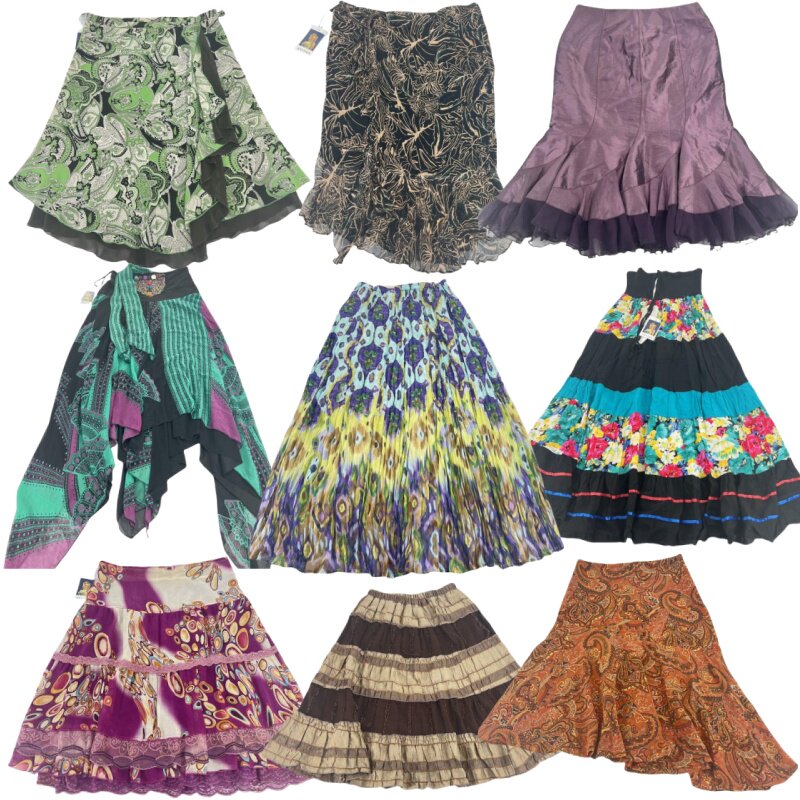 复古印花半身裙不规则拼接轻亚