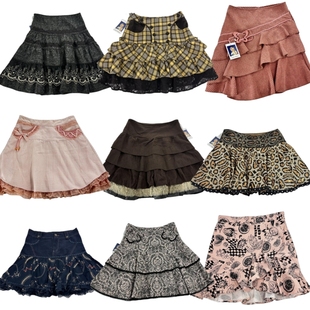 古着vintage复古百搭秋冬小众设计感港风蛋糕裙少女修身 超短裙Q16