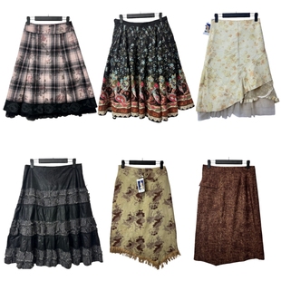 古着vintage复古秋冬款 B46原宿港风森系A字裙毛呢少女百搭半身裙