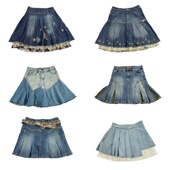 vintage古着58复古美式 Y2K千禧辣妹亚比牛仔百褶裙网红蛋糕裙伞裙