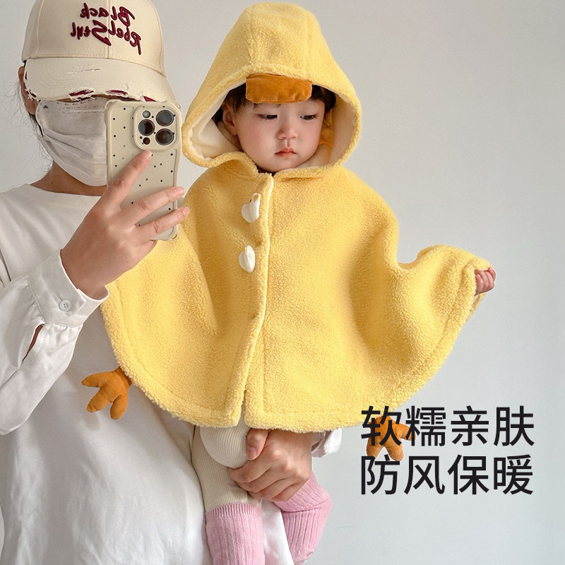 婴儿斗篷秋冬外出儿童防风披风女童加绒冬季女宝宝公主挡风披肩