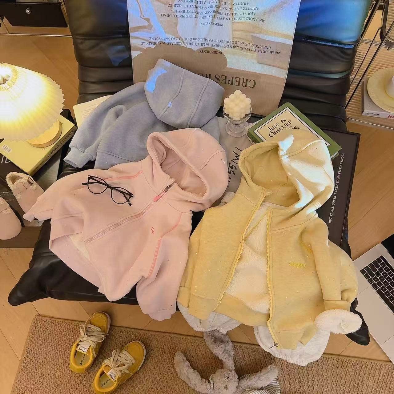 儿童外套加绒加厚连帽外套秋冬新款爆闪绒外套童男女童洋气百搭