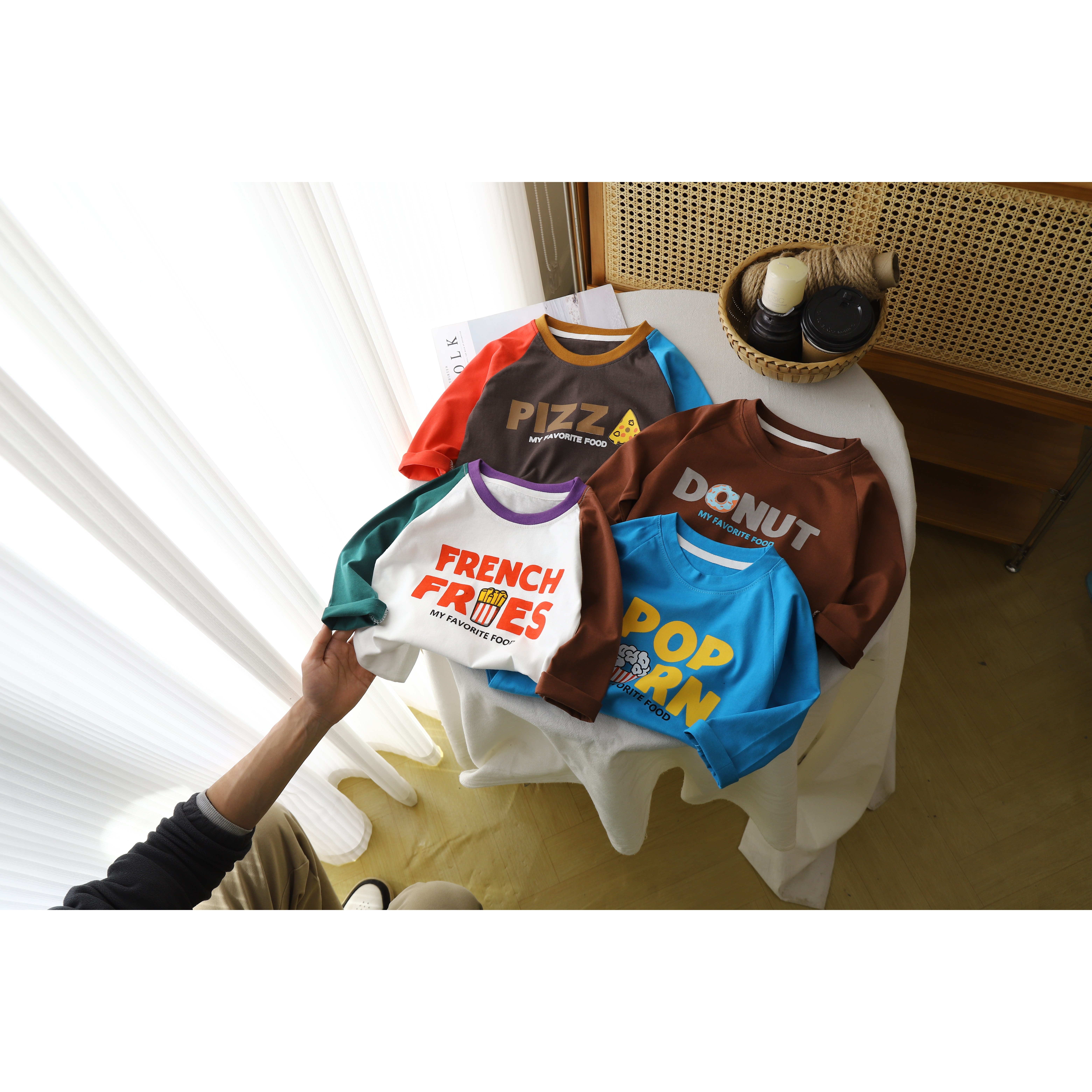 儿童长袖T恤纯棉卡通拼色打底衫新款圆领插肩长袖T恤男女童韩版