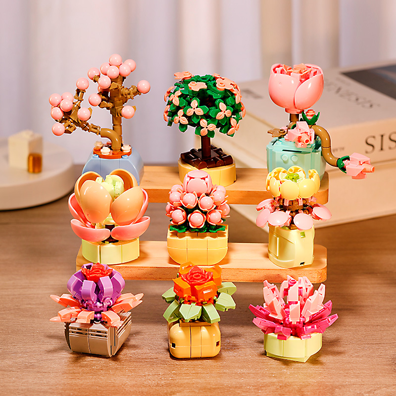 多肉植物摆件积木花束女生系列