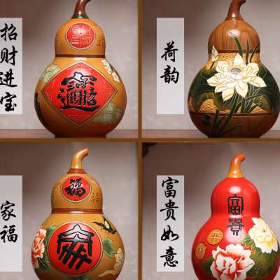 新款新中式陶瓷大葫芦摆件复古玄关博古架隔层入户进门小众装饰工