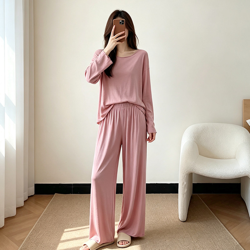 长袖莫代尔家居服套装图片