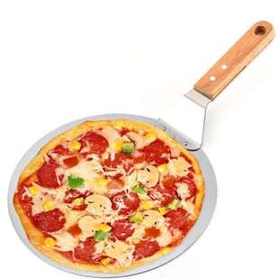 10寸12寸不锈钢披萨安全转移铲木柄大圆铲蛋糕萨转移器烘焙工具