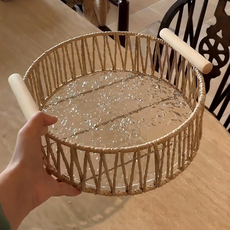 藤编收纳筐桌面篮子杂物化妆品零食玩具收纳客厅卧室床头厨房家用