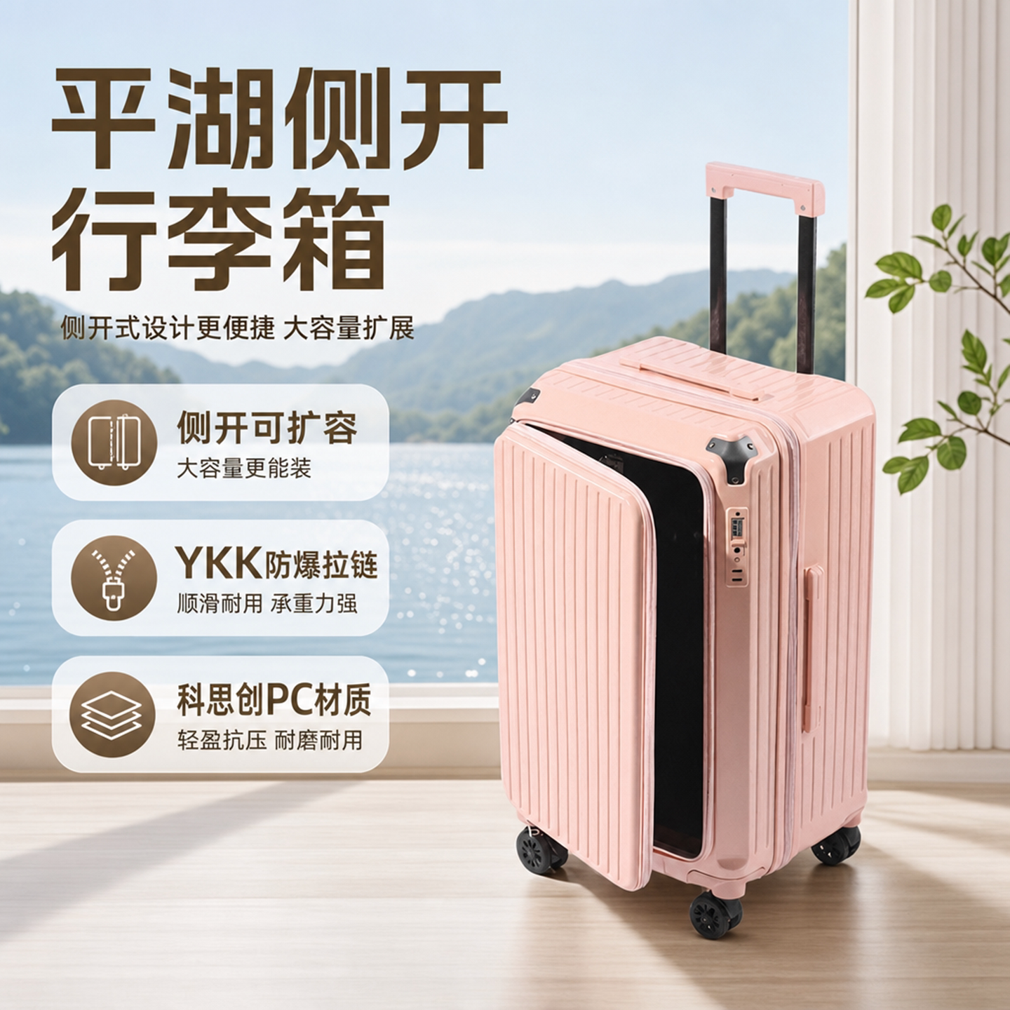 一九分侧开大容量加厚拉杆箱PC图片