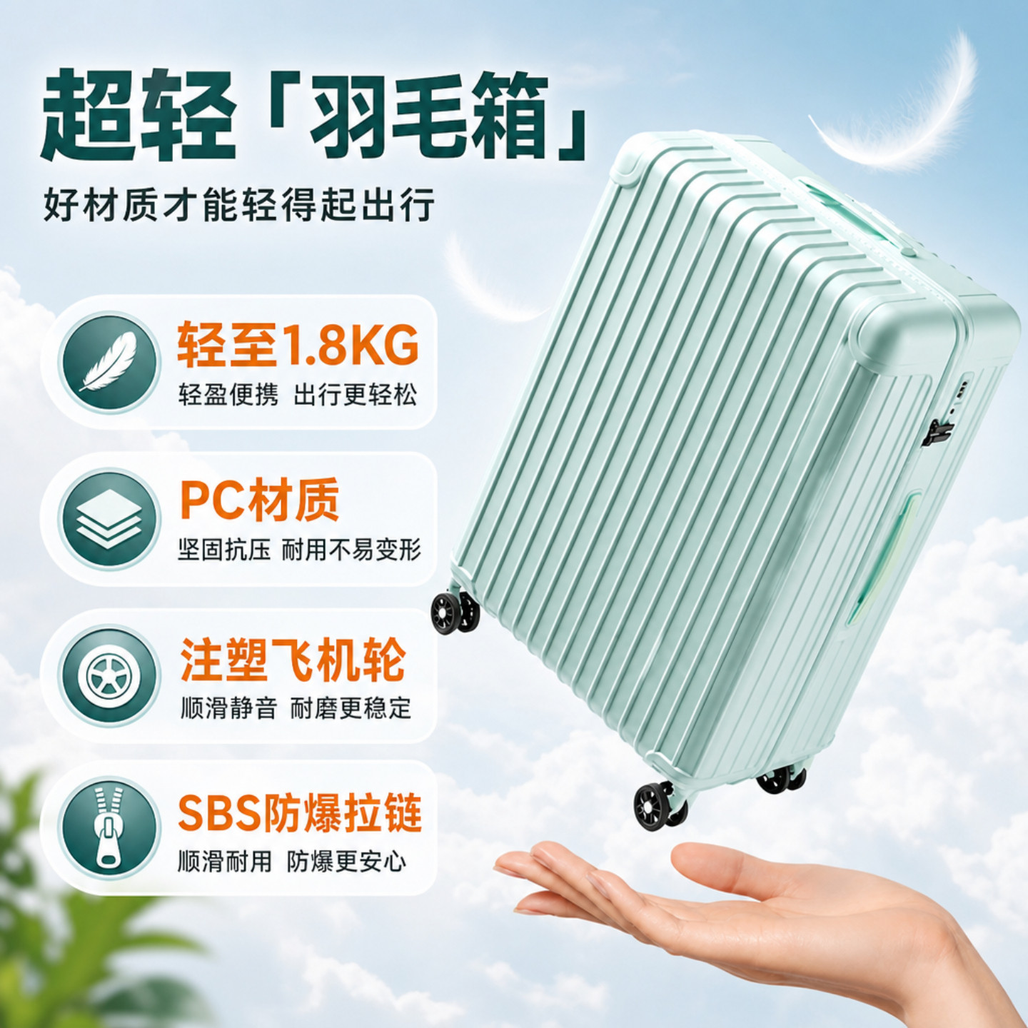 平湖新款PC超轻高颜值行李箱图片