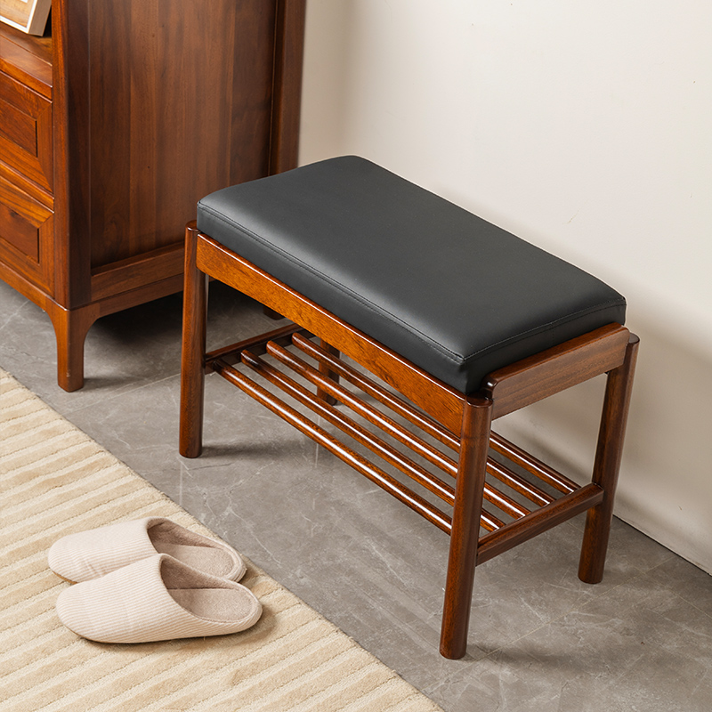 高品质新中式式实木换鞋凳轻奢
