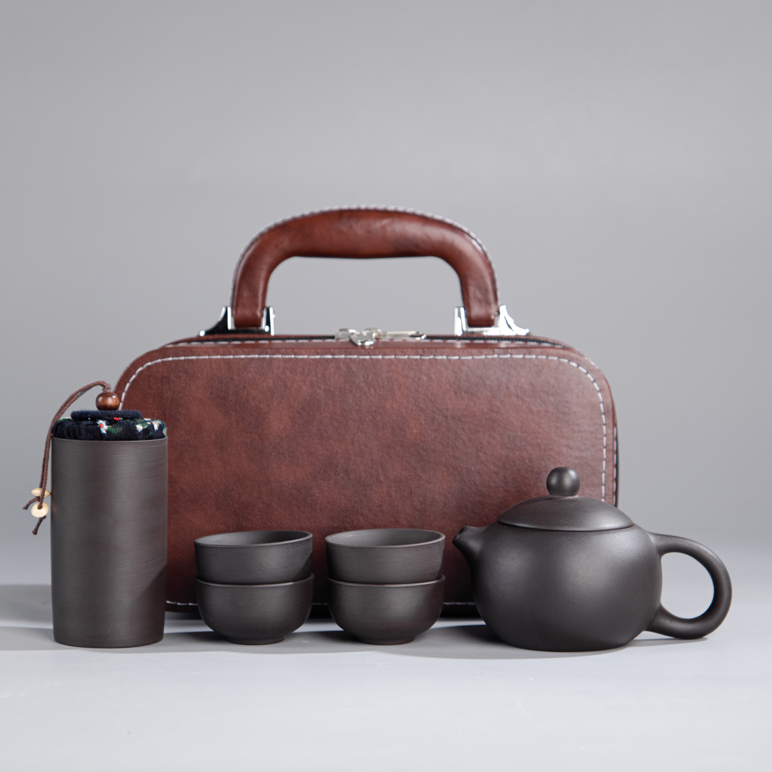 紫砂便携式旅行茶具套装一壶四杯功夫泡茶壶户外快客杯礼品定制