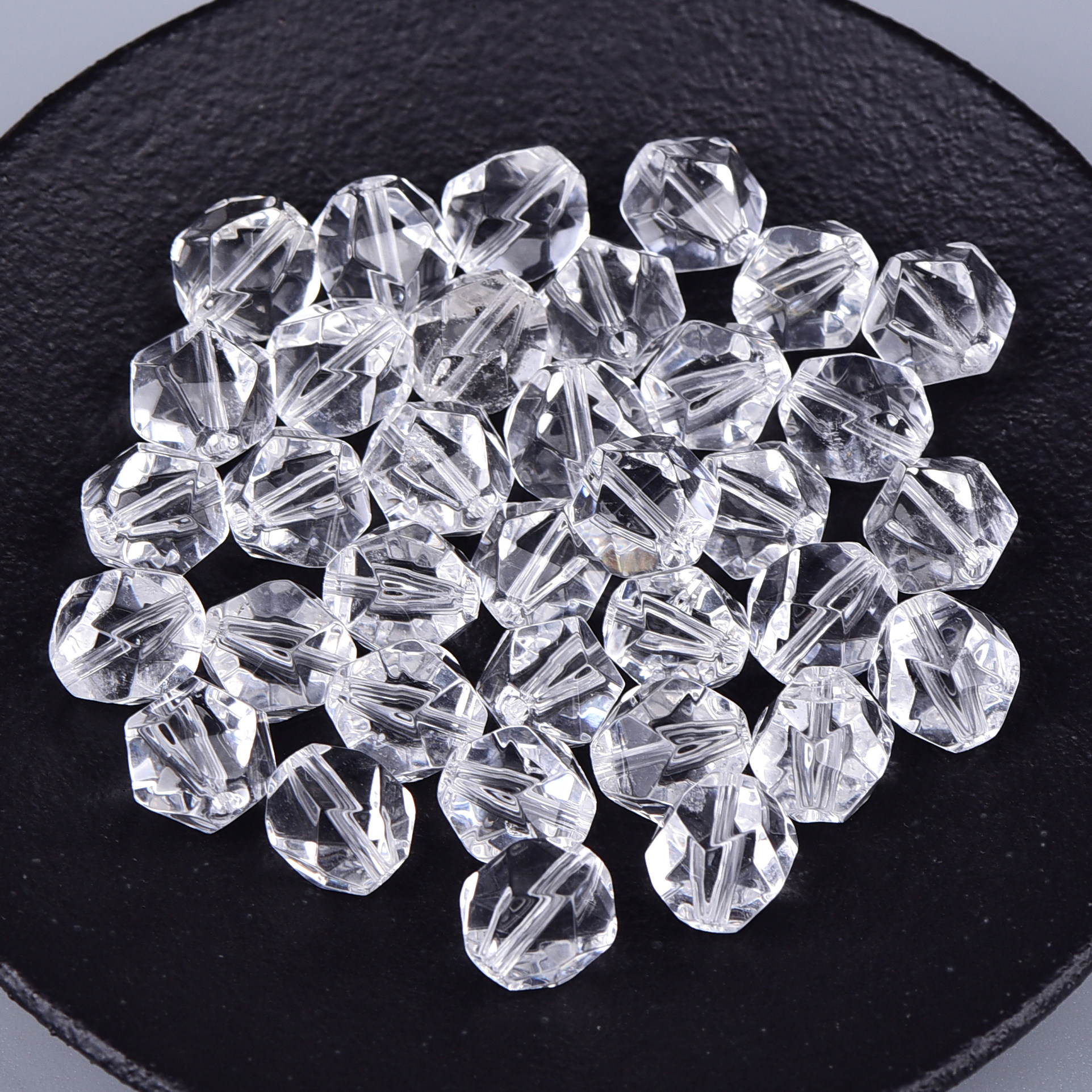 天然白水晶切面散珠子钻石面切面diy水晶饰品串珠男女士手链手串