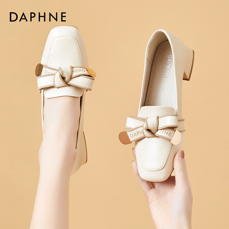 达芙妮小皮鞋2025新款春秋一脚蹬女鞋法式低跟单鞋百搭真皮乐福鞋,女鞋,浅口单鞋,淘宝优惠券,粉丝福利购,淘宝优惠卷