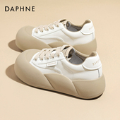 达芙妮小白鞋 厚底增高百搭休闲板鞋 女2026新款 春秋丑萌圆头面包鞋